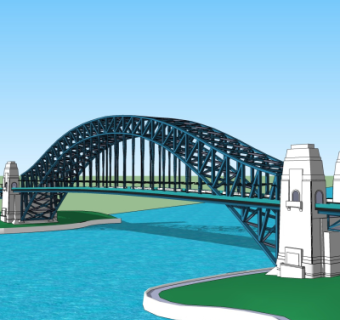 现代跨河大桥免费su模型