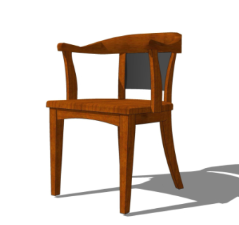 中式实木单椅su模型