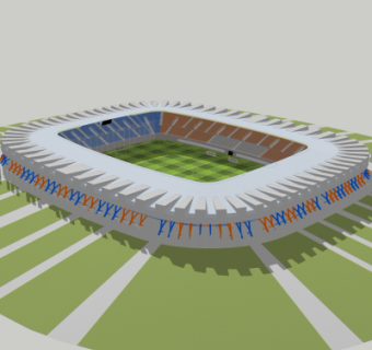 现代体育馆鸟瞰规划su模型