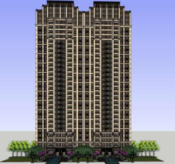 新古典高层公寓楼su模型