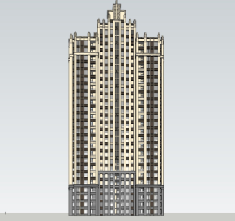 新古典高层公寓楼su模型