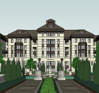 欧式酒店su模型