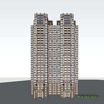 新古典高层公寓楼su模型