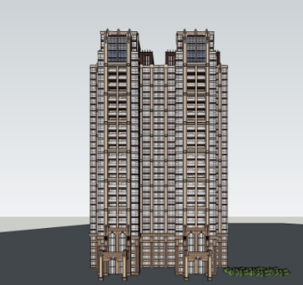 新古典高层公寓楼su模型