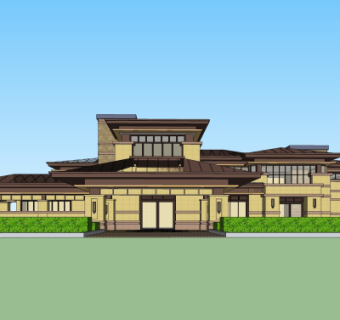 新中式会所su模型