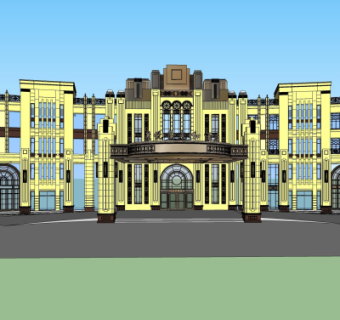 新古典酒店su模型