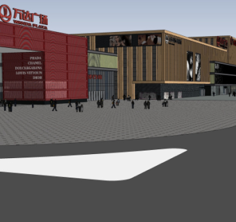 现代沿街商业建筑su模型