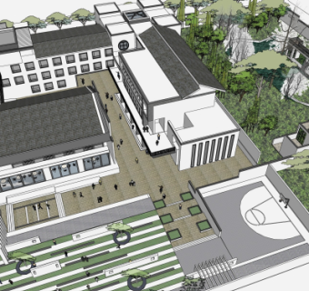 现代别墅鸟瞰规划su模型