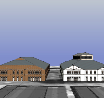 现代工业区厂房su模型