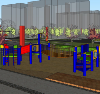现代儿童游乐设施su模型