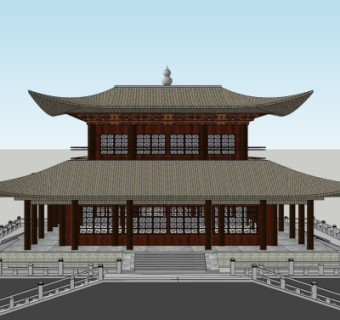 中式楼阁su模型
