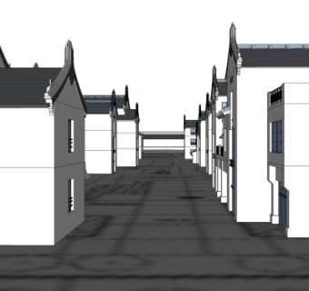 新中式建筑外观su模型