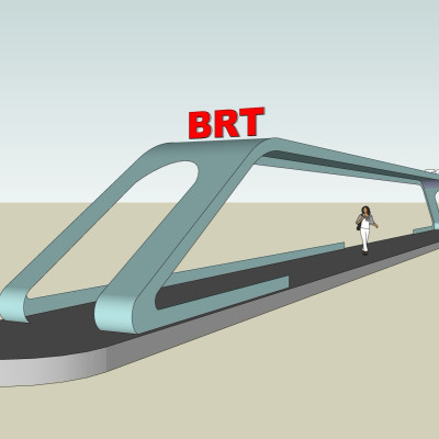 现代快速公交站台su模型