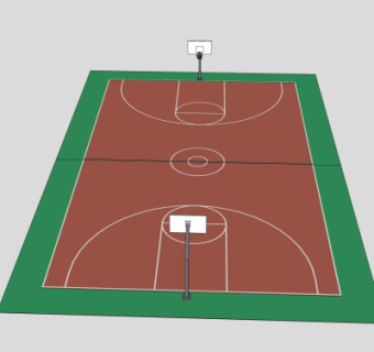 现代篮球场su模型