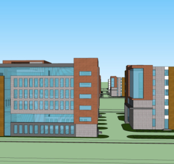 现代教学楼外观su模型