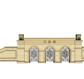 欧式印象城门头su模型