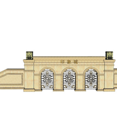 欧式印象城门头su模型