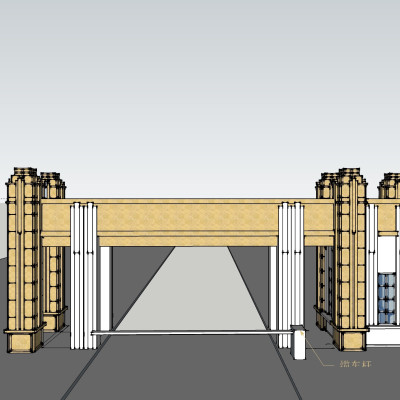 现代园林大门su模型