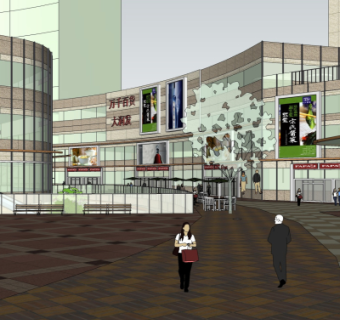 现代商业街su模型