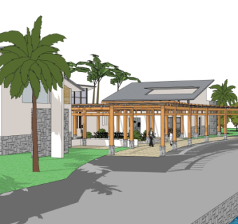 现代廊架免费su模型