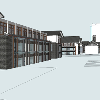 新中式沿街商业建筑su模型