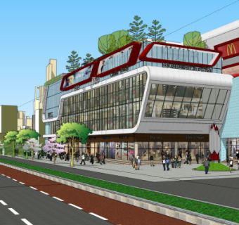 现代沿街商业建筑su模型