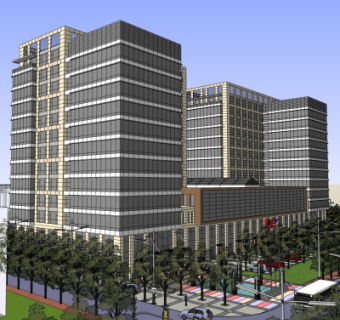 现代办公楼su模型