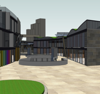 现代商业街su模型