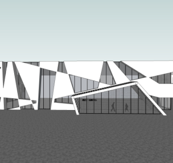现代售楼处外观su模型