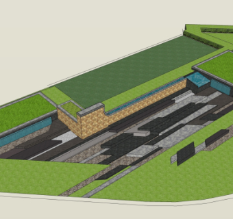 现代售楼处鸟瞰规划su模型