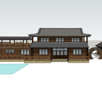 中式楼阁su模型