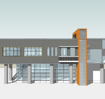 现代售楼处外观su模型