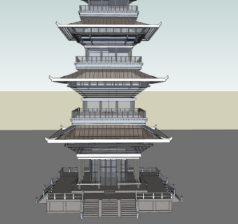 现代古塔免费su模型