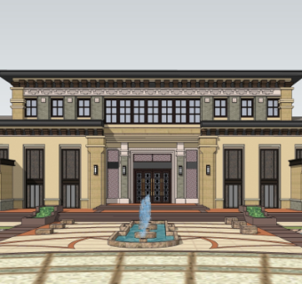 新中式会所su模型