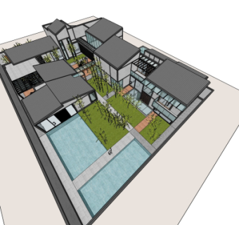 中式别墅规划su模型