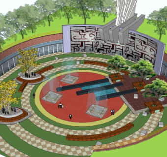 现代广场鸟瞰规划su模型