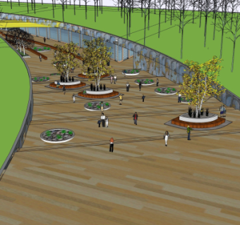 现代广场su模型