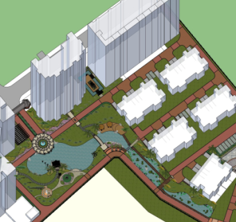 现代高层住宅鸟瞰规划su模型