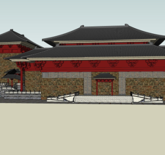 中式古建城楼su模型