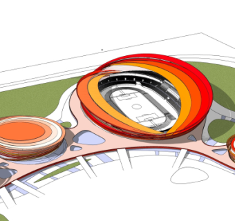 现代体育馆鸟瞰规划su模型