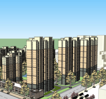 新古典高层公寓楼su模型