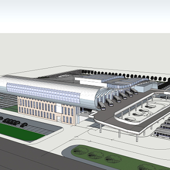 现代车站su模型