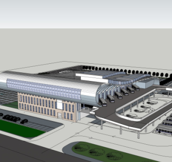 现代车站su模型