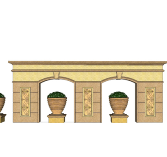 欧式景观墙su模型