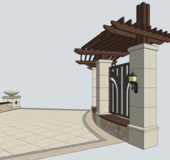 现代公园长凳su模型