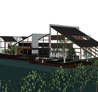 新中式会所su模型