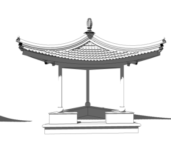 中式凉亭su模型