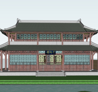 中式楼阁su模型