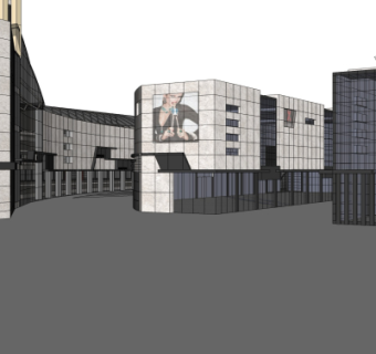 现代商业街su模型