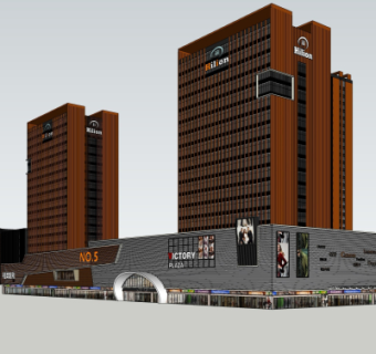 现代沿街商业建筑su模型